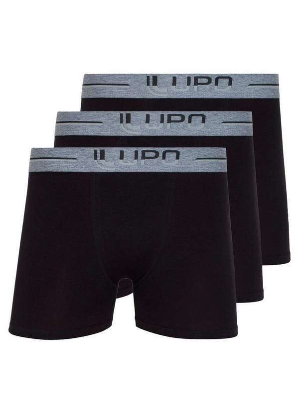Kit com 3 Cuecas Boxer Lupo 784-016 Preto