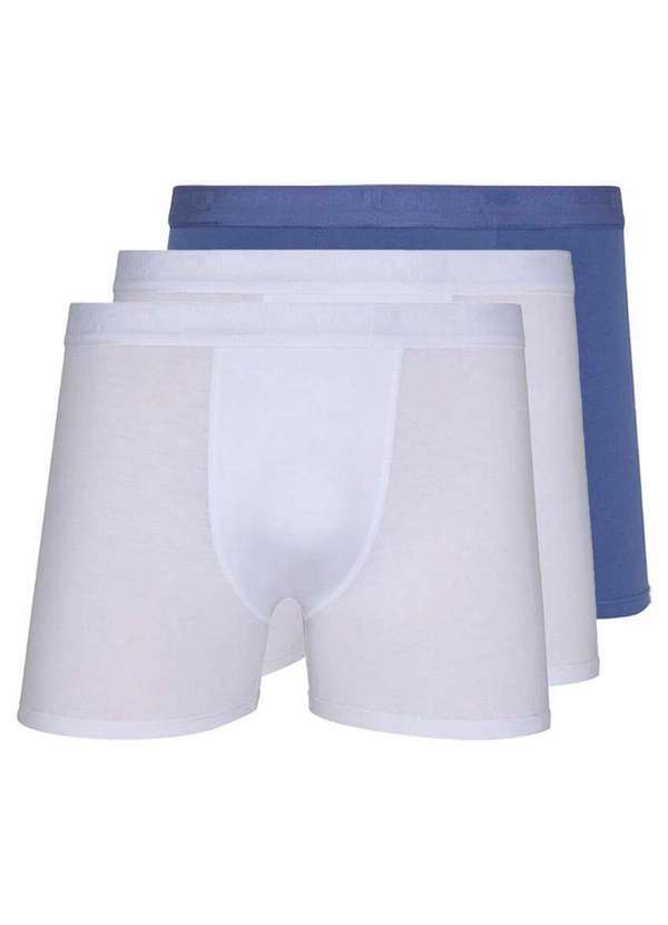 Vista 2 Kit com 3 Cuecas Boxer Lupo 784-017 Branco-Azul Lupo