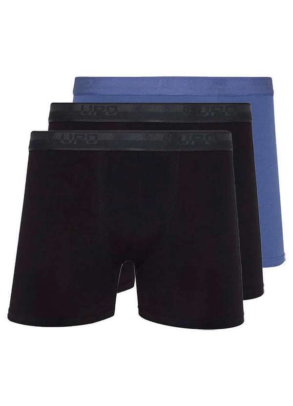 Kit com 3 Cuecas Boxer Lupo 784-017 Preto-Azul