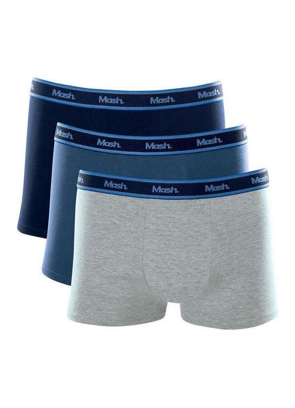 Vista 2 Kit com 3 Cuecas Boxer Mash 110.34 Az08-Marinho-Azul-Cinza MASH