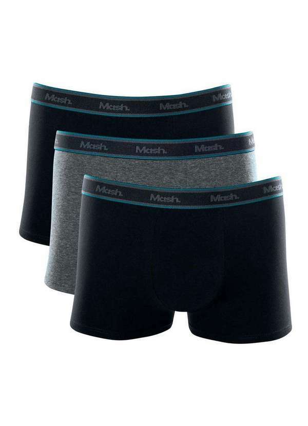 Vista 2 Kit com 3 Cuecas Boxer Mash 110.34 Pt00-Preto-Chumbo MASH