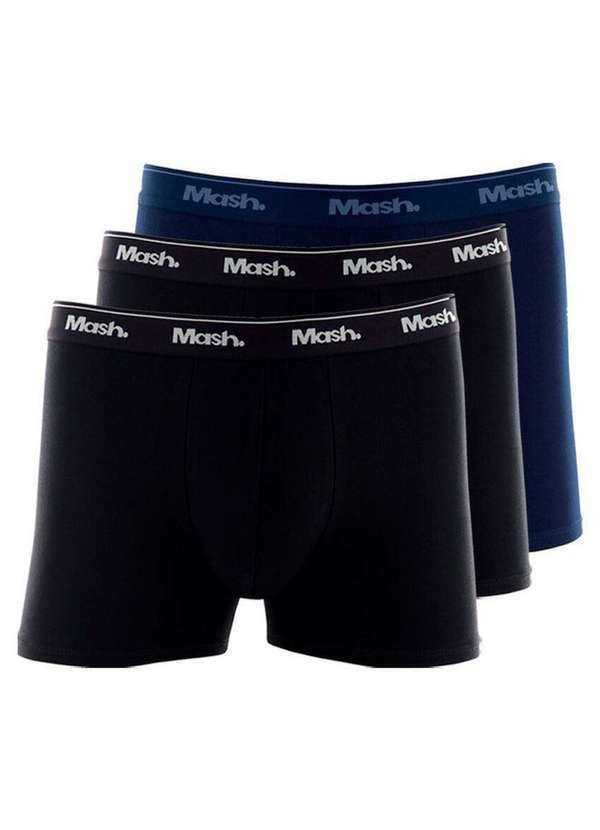Vista 2 Kit com 3 Cuecas Boxer Mash 170.26 Preto-Marinho MASH