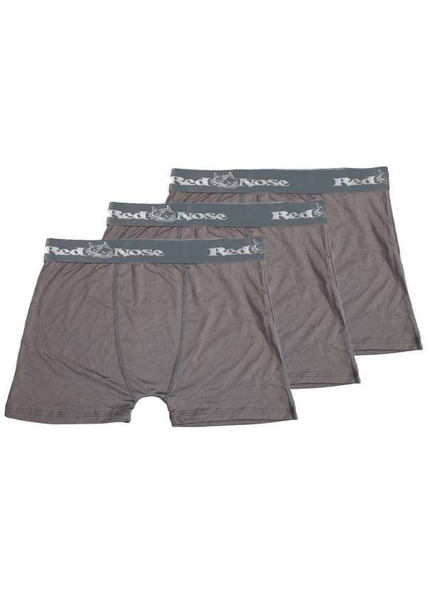 Vista 2 Kit com 3 Cuecas Boxer Red Nose 320 Cinza Red Nose
