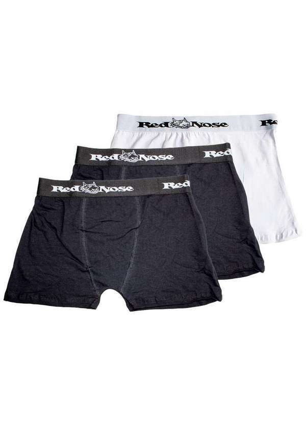 Vista 2 Kit com 3 Cuecas Boxer Red Nose 320 Preto-Branco Red Nose