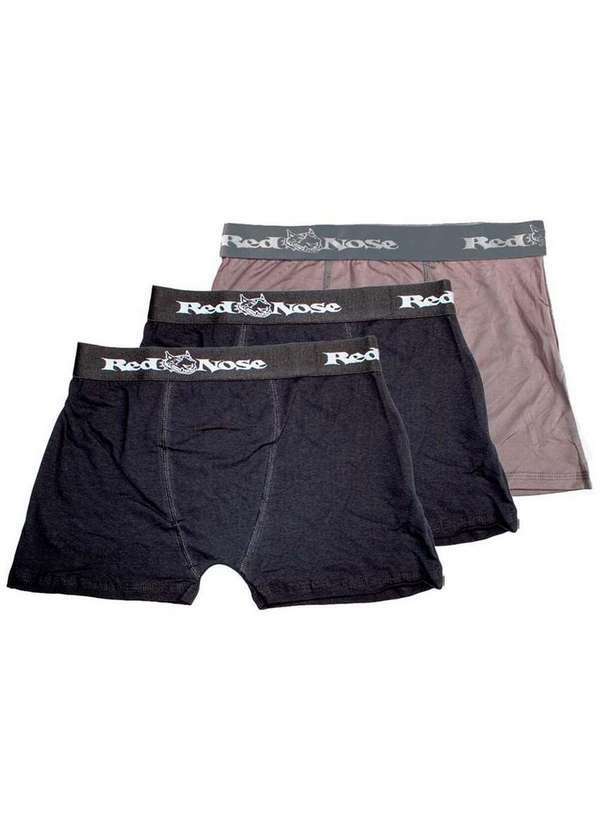 Vista 2 Kit com 3 Cuecas Boxer Red Nose 320 Preto-Cinza Red Nose