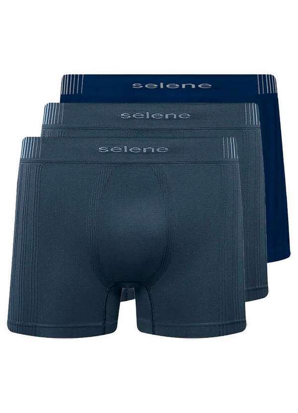 Kit com 3 Cuecas Boxer Selene 11070-002/003/440 Chumbo-Marinho