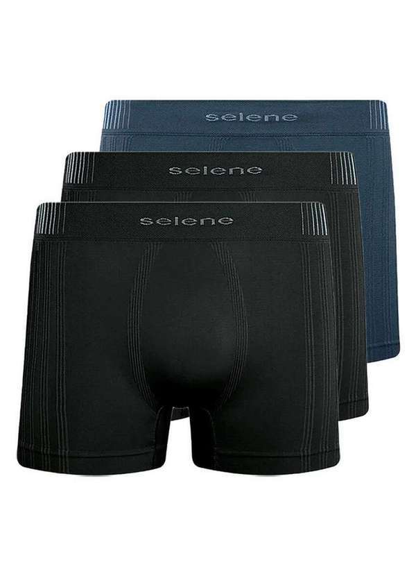 Kit com 3 Cuecas Boxer Selene 11070-002/003/440 Preto-Chumbo