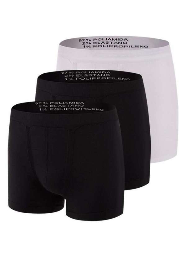 Kit com 3 Cuecas Boxer Trifil 4620 Preto-Branco