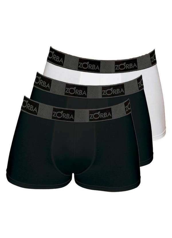 Kit com 3 Cuecas Boxer Zorba 717 Preto-Branco