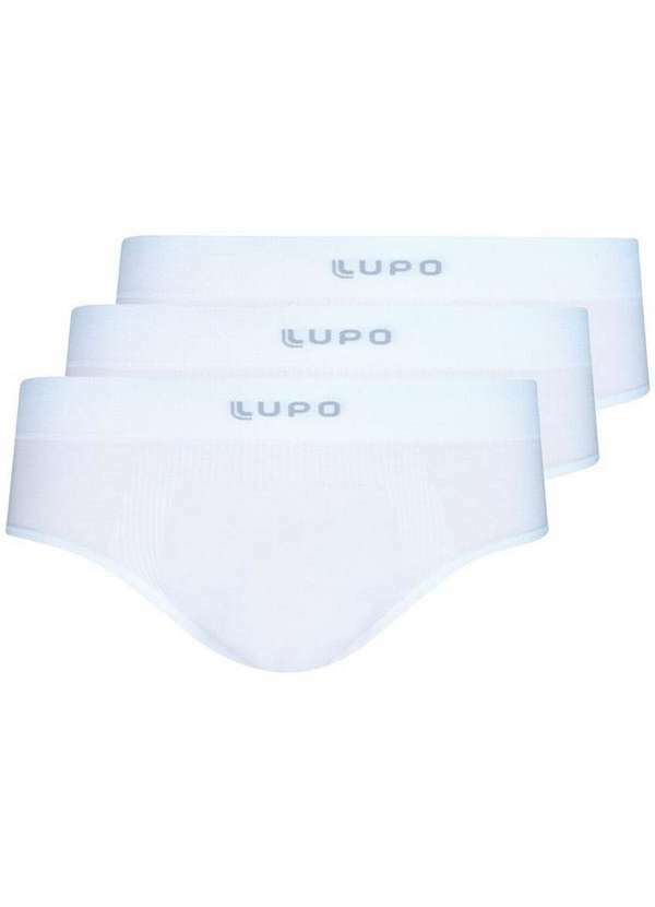 Vista 2 Kit com 3 Cuecas Slip Lupo 681-001 Branco Lupo