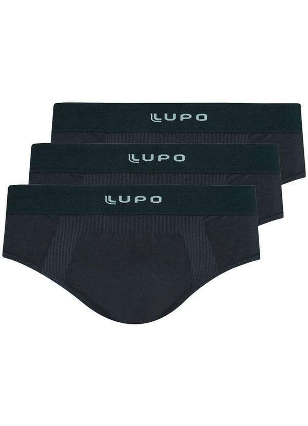 Vista 2 Kit com 3 Cuecas Slip Lupo 681-001 Grafite Lupo
