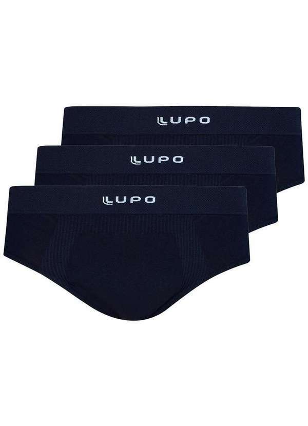 Vista 2 Kit com 3 Cuecas Slip Lupo 681-001 Preto Lupo