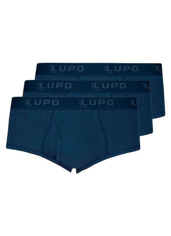 Kit com 3 Cuecas Slip Lupo com Abertura 546-002 Marinho