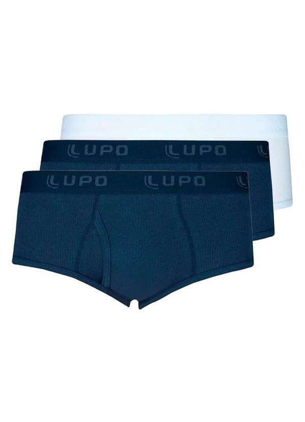 Kit com 3 Cuecas Slip Lupo com Abertura 546-002 Marinho-Branco