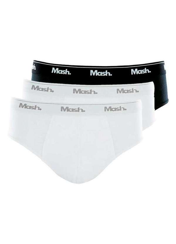 Kit com 3 Cuecas Slip Mash 073.58 Branco-Preto