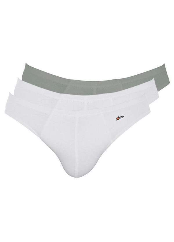 Vista 2 Kit com 3 Cuecas Slip Zorba 772 Branco-Grafite Zorba