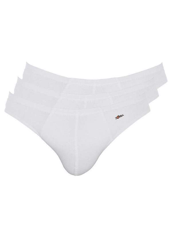 Vista 2 Kit com 3 Cuecas Slip Zorba 772 Branco Zorba