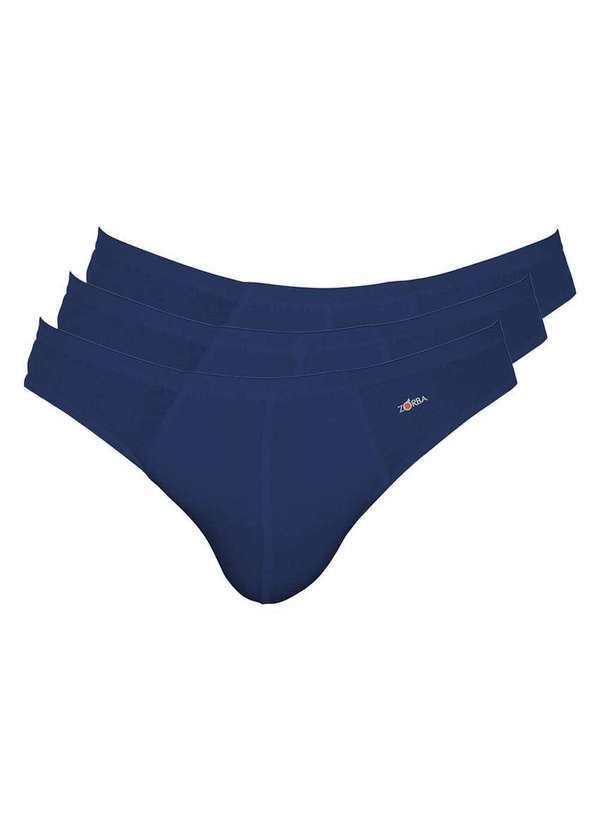 Vista 2 Kit com 3 Cuecas Slip Zorba 772 Marinho Zorba