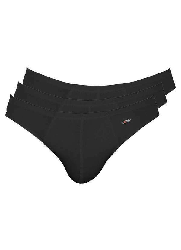 Vista 2 Kit com 3 Cuecas Slip Zorba 772 Preto Zorba