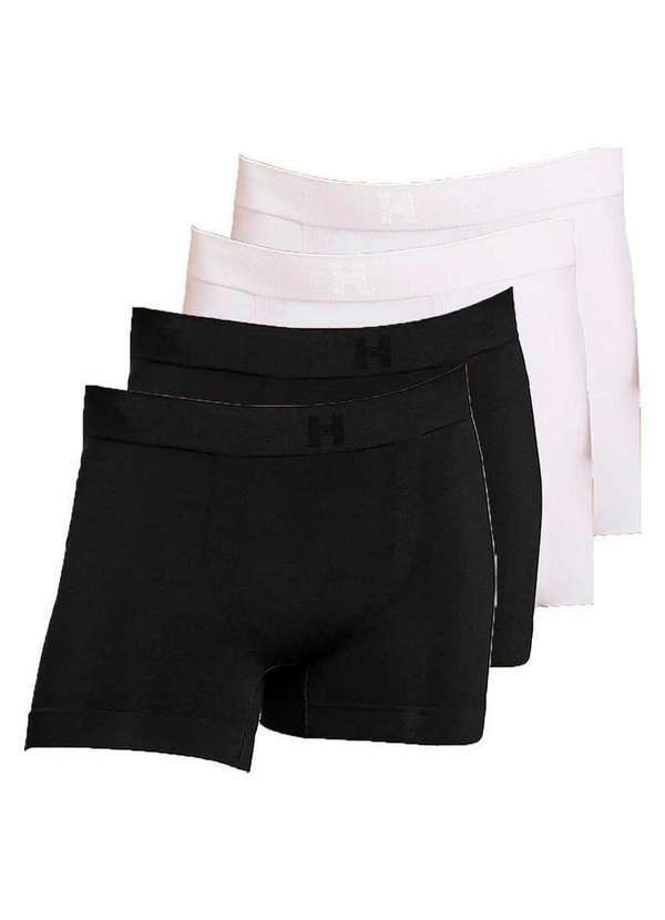 Vista 2 Kit com 4 Cuecas Boxer Hope Smc61020 Preto-Branco Hope