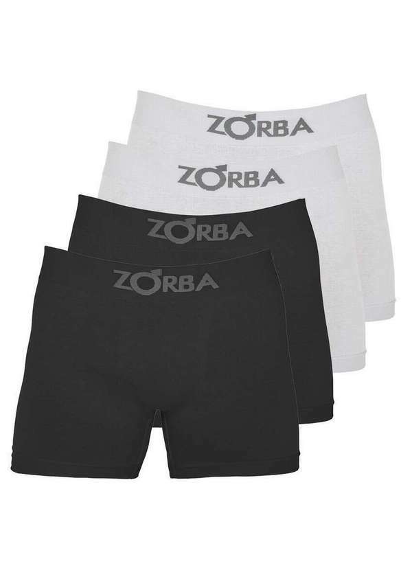 Vista 2 Kit com 4 Cuecas Boxer Zorba 781 Preto-Branco Zorba