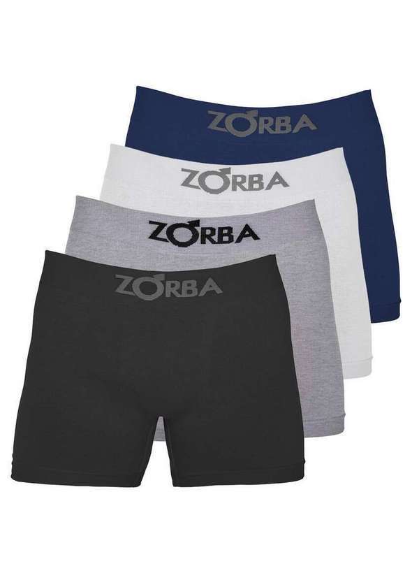 Vista 2 Kit com 4 Cuecas Boxer Zorba 781 Preto-Mescla-Branco-Marinho Zorba