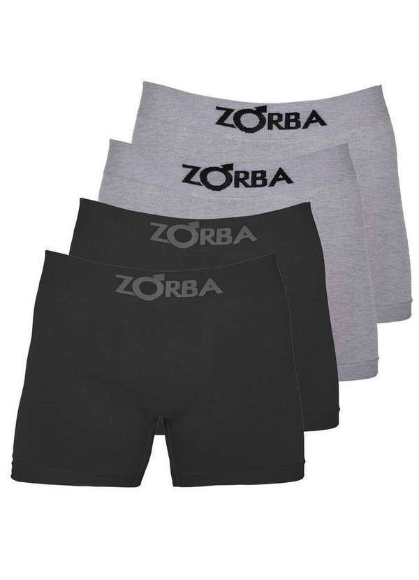 Vista 2 Kit com 4 Cuecas Boxer Zorba 781 Preto-Mescla-Claro Zorba