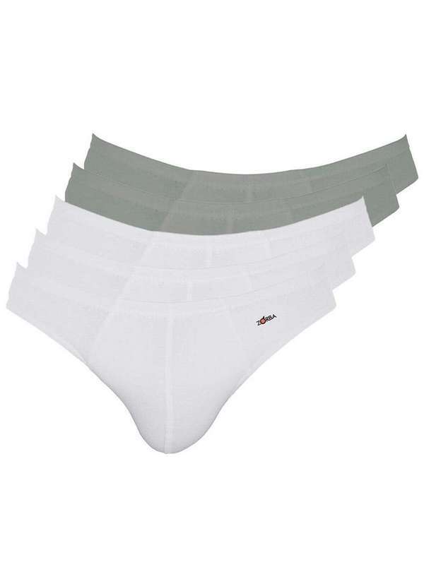 Vista 2 Kit com 5 Cuecas Slip Zorba 772 Branco-Grafite Zorba