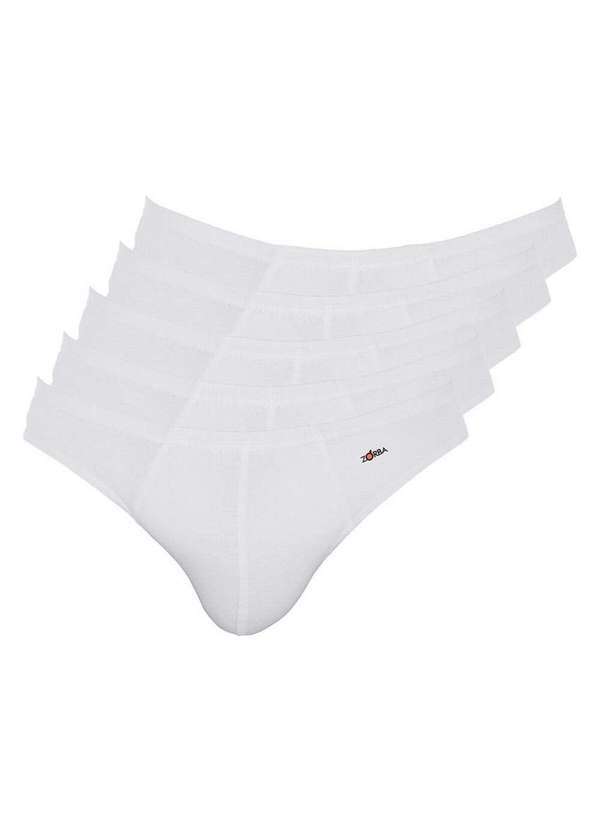 Vista 2 Kit com 5 Cuecas Slip Zorba 772 Branco Zorba