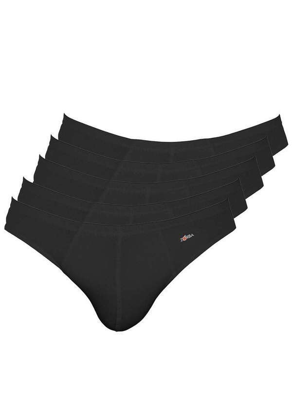 Vista 2 Kit com 5 Cuecas Slip Zorba 772 Preto Zorba