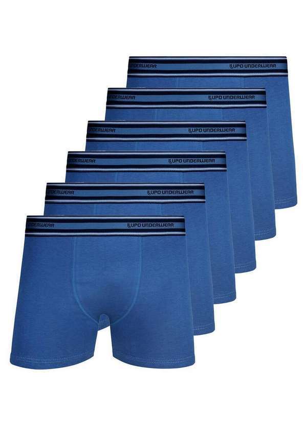 Kit com 6 Cuecas Boxer Lupo 523-003 Azul