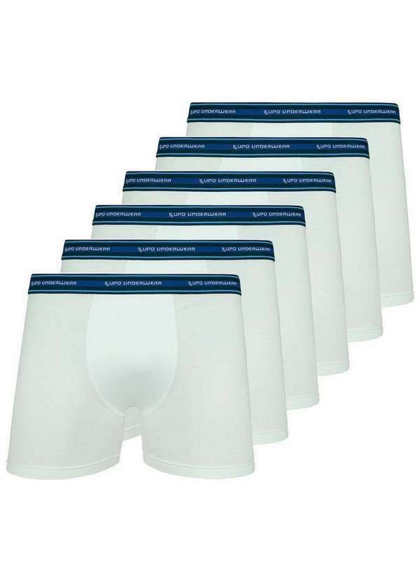 Kit com 6 Cuecas Boxer Lupo 523-003 Branco