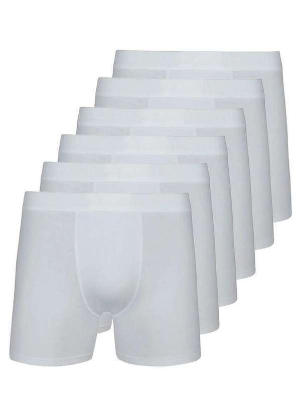 Kit com 6 Cuecas Boxer Lupo 615-002 Branco