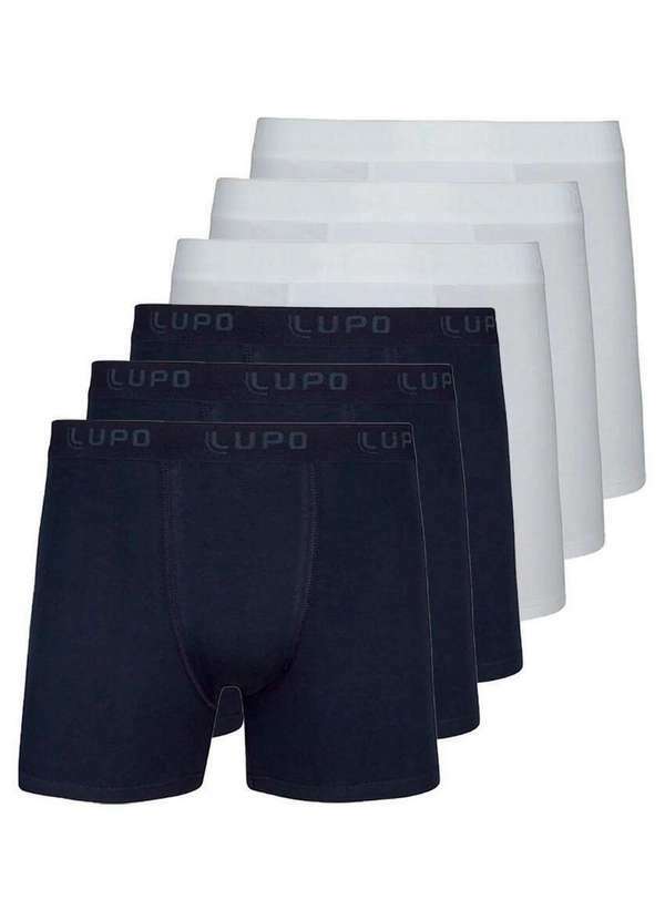 Kit com 6 Cuecas Boxer Lupo 615-002 Preto-Branco