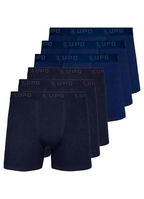 Kit com 6 Cuecas Boxer Lupo 615-002 Preto-Marinho