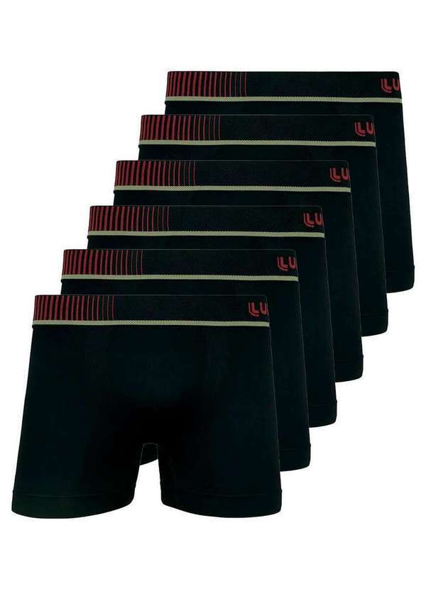 Kit com 6 Cuecas Boxer Lupo 671-003 Preto