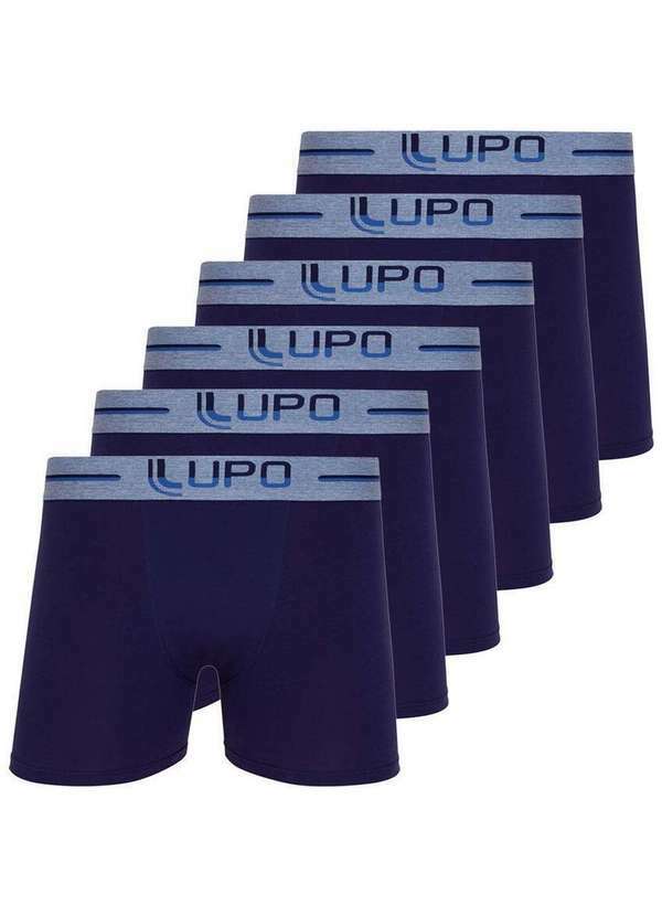 Kit com 6 Cuecas Boxer Lupo 784-016 Marinho