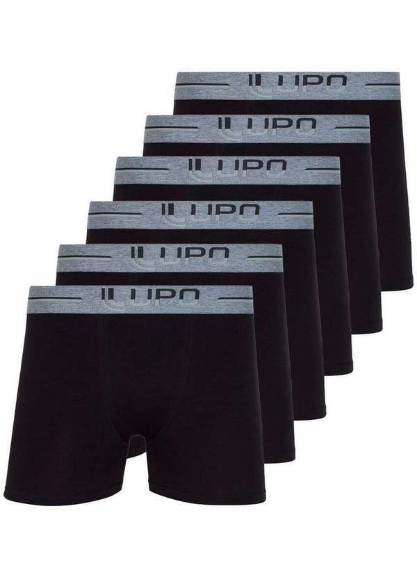Kit com 6 Cuecas Boxer Lupo 784-016 Preto