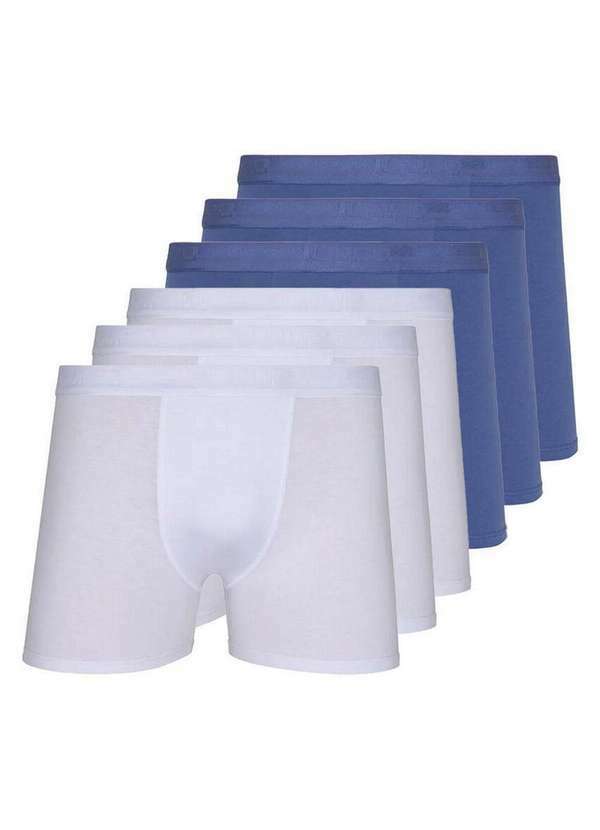 Kit com 6 Cuecas Boxer Lupo 784-017 Branco-Preto