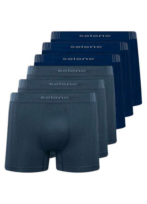 Kit com 6 Cuecas Boxer Selene 11070-002/003/440 Chumbo-Marinho