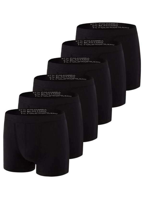 Vista 2 Kit com 6 Cuecas Boxer Trifil 4620 Preto TRIFIL