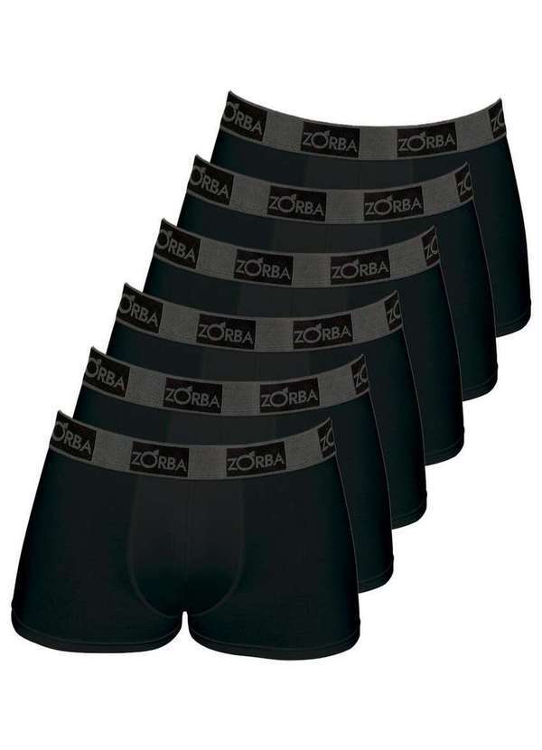 Kit com 6 Cuecas Boxer Zorba 717 Preto