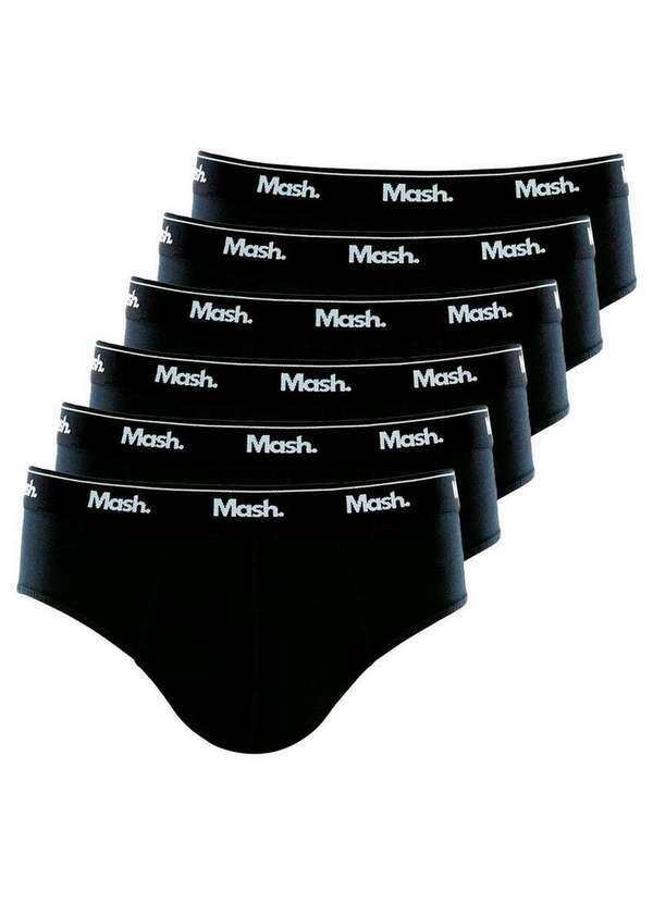 Vista 2 Kit com 6 Cuecas Slip Mash 073.58 Preto MASH