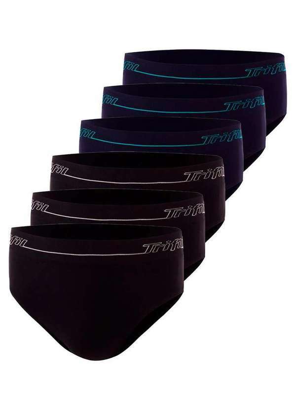 Kit com 6 Cuecas Slip Trifil 0543 Preto-Marinho