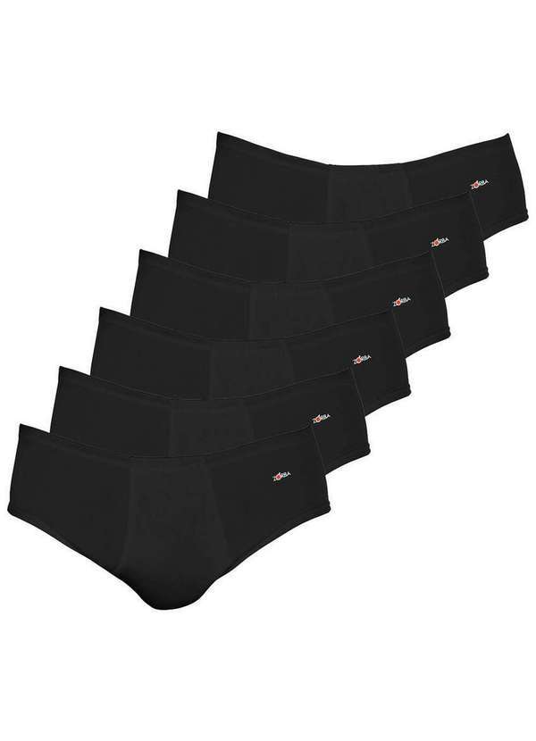 Kit com 6 Cuecas Slip Zorba com Abertura 172 Preto
