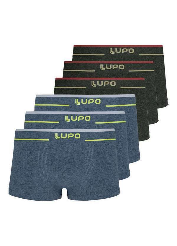 Kit com 6 Cuecas Sunga Lupo 526-001 Azul-Preto-Mescla