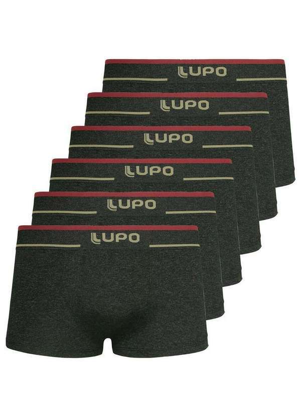 Kit com 6 Cuecas Sunga Lupo 526-001 Preto-Mescla