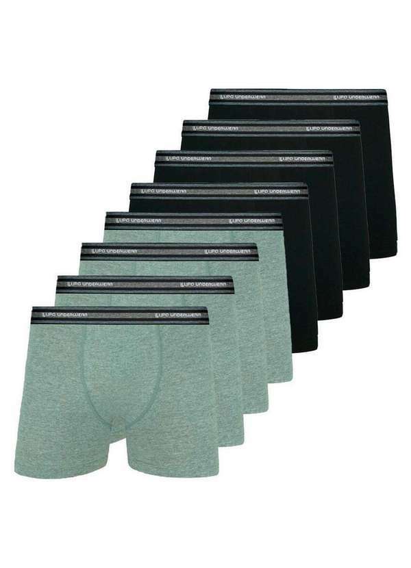 Vista 2 Kit com 8 Cuecas Boxer Lupo 523-088 Mescla-Preto Lupo