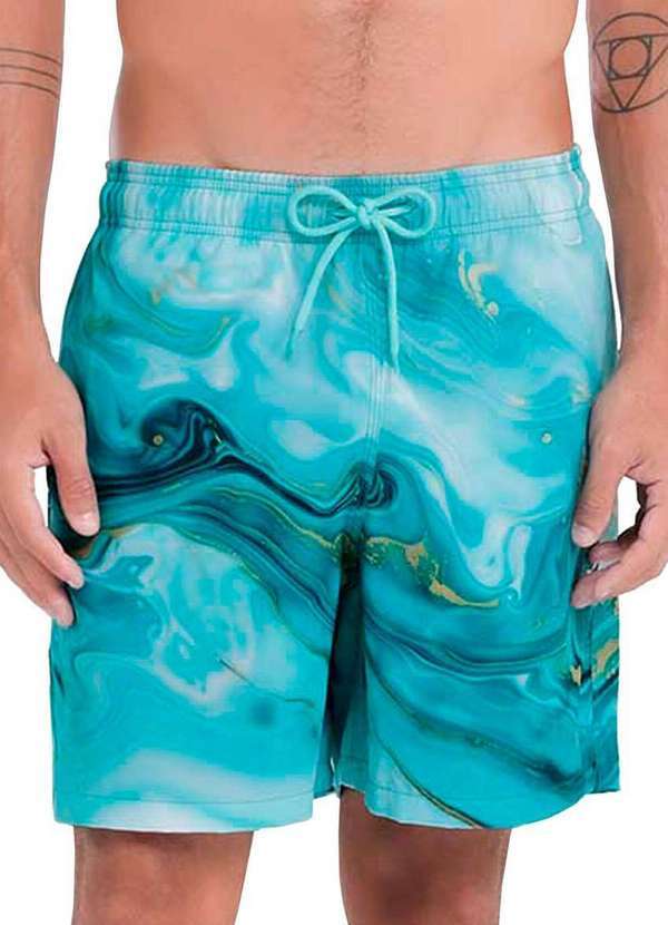 Vista 2 Shorts Masculino Praia Mash 615.35 Vd11-Verde-Agua MASH