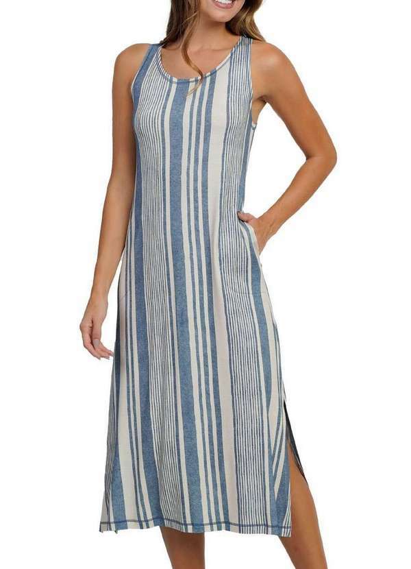 Vista 2 Camisola Feminina Longa Podiun 266065 472-Listrado-Cascata Podiun